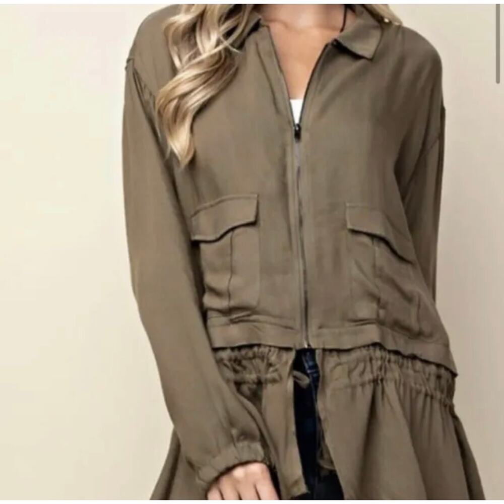 Kori Lightweight Zip Jacket w/Elastic Waist Ties Size Medium - Picture 7 of 7